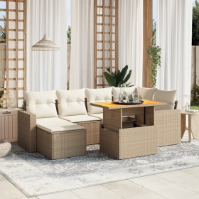 Gartensofa-Set 11-teilig mit beigen Polstern aus synthetischem Rattan von , Gartensets - Ref: Foro24-3274592, Preis: 706,07 €...