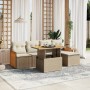 Garden sofa set with 6-piece synthetic rattan beige cushions by , Garden sets - Ref: Foro24-3273935, Price: 488,84 €, Discoun...