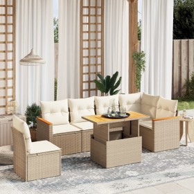 Garden set with 7 pieces of sofas and beige synthetic rattan cushions. by , Garden sets - Ref: Foro24-3273102, Price: 580,67 ...