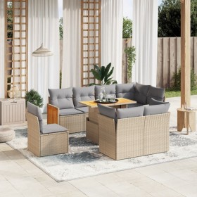 Garden sofa set 9 pieces with beige synthetic rattan cushions by , Garden sets - Ref: Foro24-3274055, Price: 715,99 €, Discou...