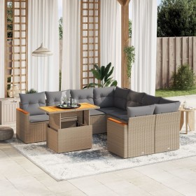 Gartensofagarnitur 9-teilig mit Kissen aus synthetischem Rattan in Beige. von , Gartensets - Ref: Foro24-3273005, Preis: 645,...