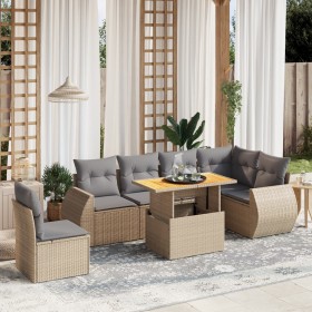 Gartensofagarnitur 7-teilig mit Kissen aus synthetischem Rattan in Beige. von , Gartensets - Ref: Foro24-3272221, Preis: 557,...