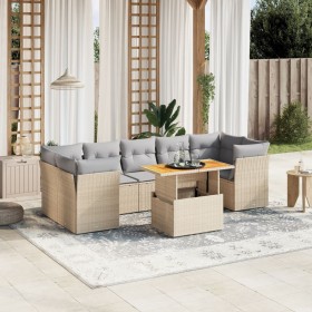 Gartensofagarnitur mit beigen Kissen, 8-teilig, aus PE-Rattan. von , Gartensets - Ref: Foro24-3270702, Preis: 589,99 €, Rabat...