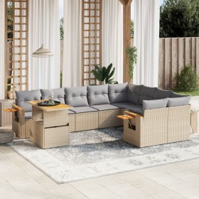 Gartensofa-Set mit 10-teiligen beigen Kissen aus synthetischem Rattan. von , Gartensets - Ref: Foro24-3273684, Preis: 725,15 ...