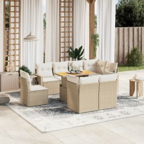 Gartensofagarnitur 9-teilig mit Kissen aus synthetischem Rattan in Beige. von , Gartensets - Ref: Foro24-3271849, Preis: 781,...