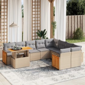 Gartensofa-Set mit 10-teiligen beigen Kissen aus synthetischem Rattan. von , Gartensets - Ref: Foro24-3274125, Preis: 719,61 ...