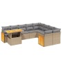 Gartensofa-Set mit 10-teiligen beigen Kissen aus synthetischem Rattan. von , Gartensets - Ref: Foro24-3274125, Preis: 719,45 ...