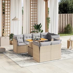 Garden sofa set with beige cushions, 8 pieces, PE rattan. by , Garden sets - Ref: Foro24-3270709, Price: 611,61 €, Discount: %