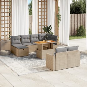 Gartensofa-Set 11-teilig mit beigen Polstern aus synthetischem Rattan von , Gartensets - Ref: Foro24-3276515, Preis: 711,41 €...