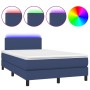 Box spring bed with mattress and LED lights, blue fabric, 120x190 cm. by , Beds and slatted bases - Ref: Foro24-3270031, Pric...