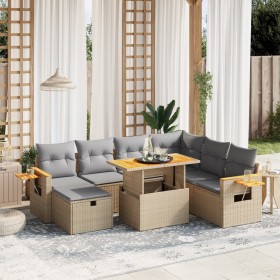 Garden sofa set with beige cushions, 8 pieces, PE rattan. by , Garden sets - Ref: Foro24-3276160, Price: 593,87 €, Discount: %