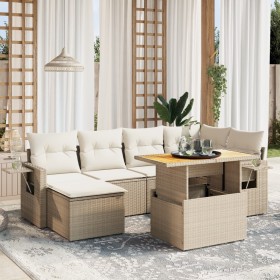 Gartensofagarnitur 7-teilig mit Kissen aus synthetischem Rattan in Beige. von , Gartensets - Ref: Foro24-3271856, Preis: 626,...