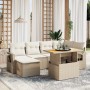 Gartensofagarnitur 7-teilig mit Kissen aus synthetischem Rattan in Beige. von , Gartensets - Ref: Foro24-3271856, Preis: 621,...