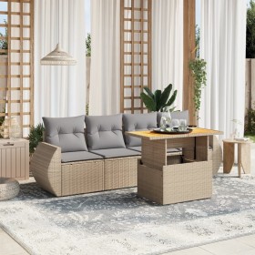 Gartensofa-Set mit 5-teiligen Kissen aus synthetischem Rattan in Beige. von , Gartensets - Ref: Foro24-3272074, Preis: 406,99...