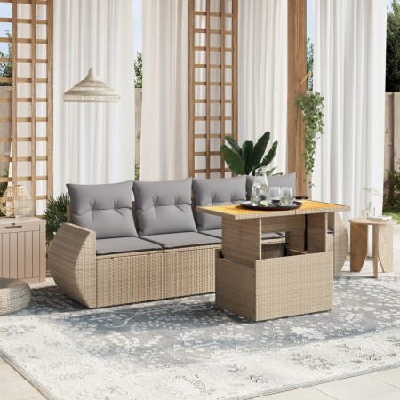 Gartensofa-Set mit 5-teiligen Kissen aus synthetischem Rattan in Beige. von , Gartensets - Ref: Foro24-3272074, Preis: 419,36...