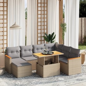 Garden sofa set with beige cushions, 8 pieces, PE rattan. by , Garden sets - Ref: Foro24-3273194, Price: 583,66 €, Discount: %