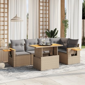 Garden sofa set with 6-piece synthetic rattan beige cushions by , Garden sets - Ref: Foro24-3273509, Price: 479,99 €, Discoun...