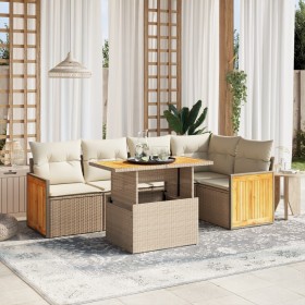 Gartensofa-Set mit 6-teiligen Kissen aus synthetischem Rattan in Beige. von , Gartensets - Ref: Foro24-3273949, Preis: 568,51...