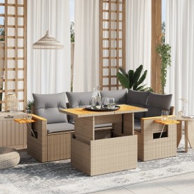 Garden sofa set with 5-piece synthetic rattan beige cushions by , Garden sets - Ref: Foro24-3273502, Price: 424,99 €, Discoun...