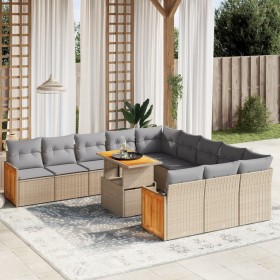 Gartensofa-Set 11-teilig mit beigen Polstern aus synthetischem Rattan von , Gartensets - Ref: Foro24-3274146, Preis: 825,75 €...