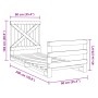 Solid pine wood bed frame with headboard 90x200 cm by , Beds and slatted bases - Ref: Foro24-3281574, Price: 147,61 €, Discou...