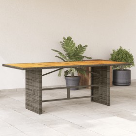 Garden table with acacia wood surface and gray rattan, 190x80x75cm. by , Garden tables - Ref: Foro24-365601, Price: 234,38 €,...