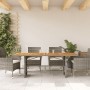 Garden table with acacia wood surface and gray rattan, 190x80x75cm. by , Garden tables - Ref: Foro24-365601, Price: 225,73 €,...