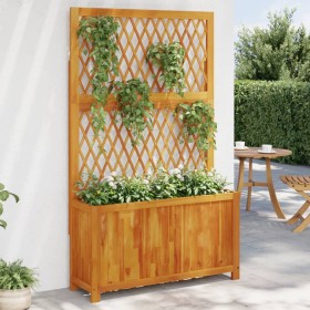 Solid acacia planter with trellis and shelf 100x32x165 cm by , Pots and planters - Ref: Foro24-364901, Price: 133,26 €, Disco...