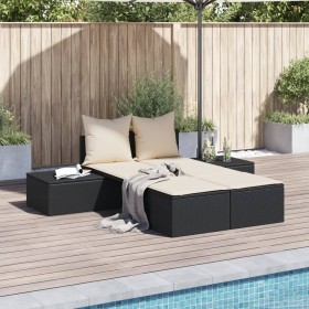 Doppelliege mit schwarzen Kunststoff-Rattan-Kissen von , Liegen - Ref: Foro24-368389, Preis: 296,99 €, Rabatt: %