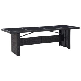 Mesa de jardín ratán sintético y vidrio negro 240x90x74 cm de vidaXL, Mesas de jardín - Ref: Foro24-310071, Precio: 241,76 €,...