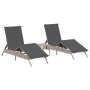 Sun loungers with small table, 2 units, light gray synthetic rattan by , Loungers - Ref: Foro24-4002715, Price: 271,26 €, Dis...