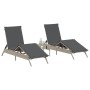 Sun loungers with small table, 2 units, light gray synthetic rattan by , Loungers - Ref: Foro24-4002715, Price: 271,26 €, Dis...