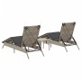 Sun loungers with small table, 2 units, light gray synthetic rattan by , Loungers - Ref: Foro24-4002715, Price: 271,26 €, Dis...