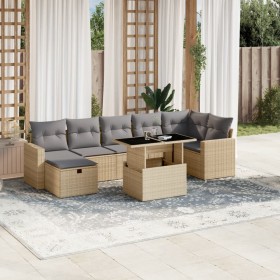 Set of garden sofas and cushions 8 pieces synthetic rattan beige by , Garden sets - Ref: Foro24-3274829, Price: 576,35 €, Dis...