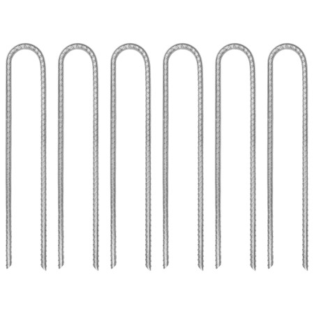 6 units of U-shaped tent pegs, galvanized steel, 30 cm long, Ø7 mm. by , Tent Accessories - Ref: Foro24-4009345, Price: 15,85...