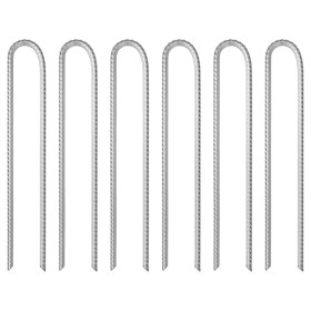 U-shaped tent pegs 6 pcs galvanized steel 37 cm Ø10 mm by , Tent Accessories - Ref: Foro24-4009347, Price: 25,79 €, Discount: %