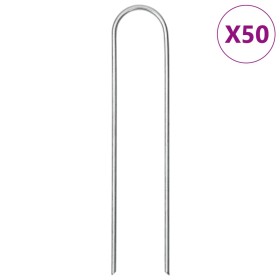 Ground U-shaped pegs, 50 units, galvanized steel, 15x3.5 cm by , Tent Accessories - Ref: Foro24-4009364, Price: 18,48 €, Disc...