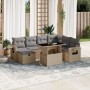 Gartensofa-Set und Kissen, 8-teilig, aus synthetischem Rattan in Beige. von , Gartensets - Ref: Foro24-3274999, Preis: 583,67...