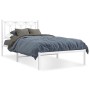 Estructura de cama de metal con cabecero blanco 107x203 cm de , Camas y somieres - Ref: Foro24-376173, Precio: 81,48 €, Descu...