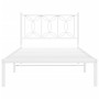 Metal bed frame with white headboard 107x203 cm by , Beds and slatted bases - Ref: Foro24-376173, Price: 81,99 €, Discount: %