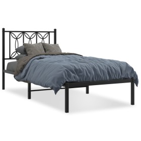 Estructura de cama con cabecero metal negro 80x200 cm de , Camas y somieres - Ref: Foro24-376119, Precio: 72,99 €, Descuento: %