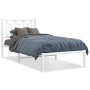 Metal bed frame with white headboard 75x190 cm by , Beds and slatted bases - Ref: Foro24-376167, Price: 70,33 €, Discount: %