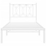 Estructura de cama de metal con cabecero blanco 75x190 cm de , Camas y somieres - Ref: Foro24-376167, Precio: 70,33 €, Descue...