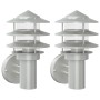 Outdoor wall lights 2 units stainless steel silver by , Outdoor lighting - Ref: Foro24-4006229, Price: 49,99 €, Discount: %