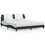 Estructura cama con LED cuero sintético negro blanco 180x200 cm de , Camas y somieres - Ref: Foro24-3214209, Precio: 205,06 €...