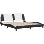 Estructura cama con LED cuero sintético negro blanco 180x200 cm de , Camas y somieres - Ref: Foro24-3214209, Precio: 205,06 €...