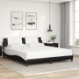 Bed frame with LED lights in black and white synthetic leather 180x200 cm by , Beds and slatted bases - Ref: Foro24-3214209, ...