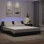 Estructura cama con LED cuero sintético negro blanco 180x200 cm de , Camas y somieres - Ref: Foro24-3214209, Precio: 205,06 €...