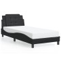 Bed frame with LED light black synthetic leather 90x190 cm by , Beds and slatted bases - Ref: Foro24-3214200, Price: 136,44 €...