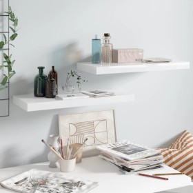 Floating wall shelf 2 pcs glossy white MDF 60x23.5x3.8cm by vidaXL, Shelves and shelves - Ref: Foro24-323749, Price: 29,38 €,...